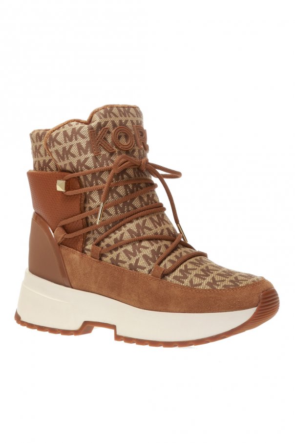 michael michael kors cassia metallic nylon and leather boot